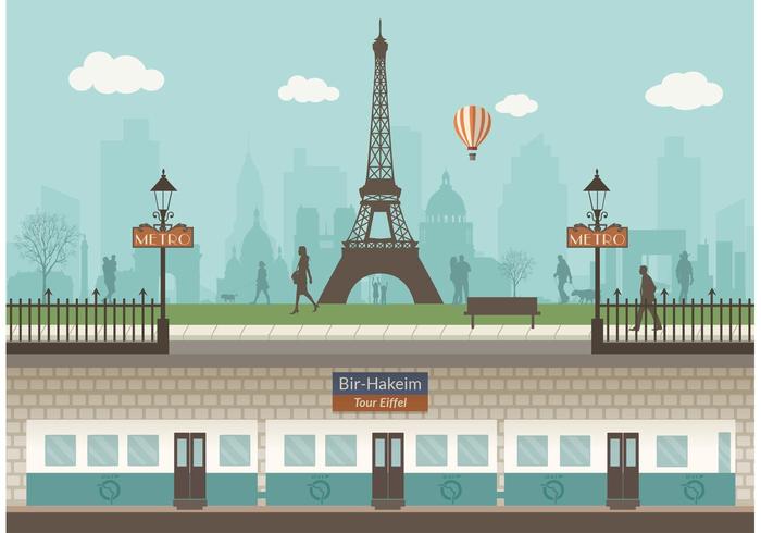 Paris Underground With Cityscape Vector