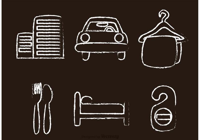 Chalk Drawn Hotel Icons Vectors Chalk Drawn Hotel Icons Vectors
