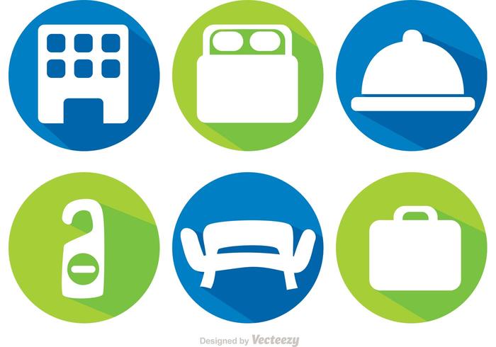 Long Shadow Hotel Icons Vectors Long Shadow Hotel Icons Vectors