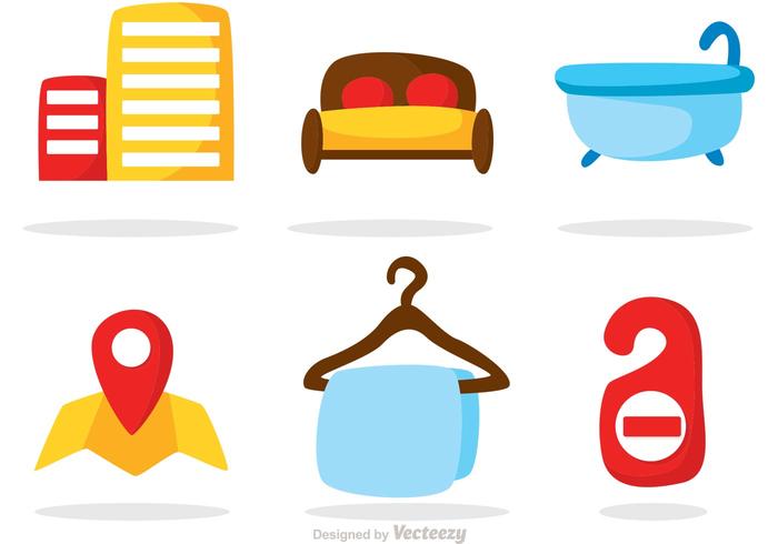 Color Hotel Icons Vectors