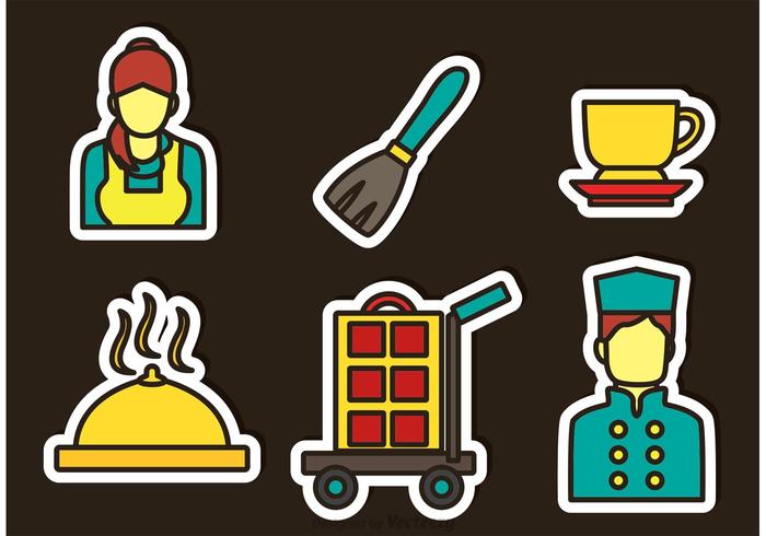 Hotel Service Sticker Icons Vector
