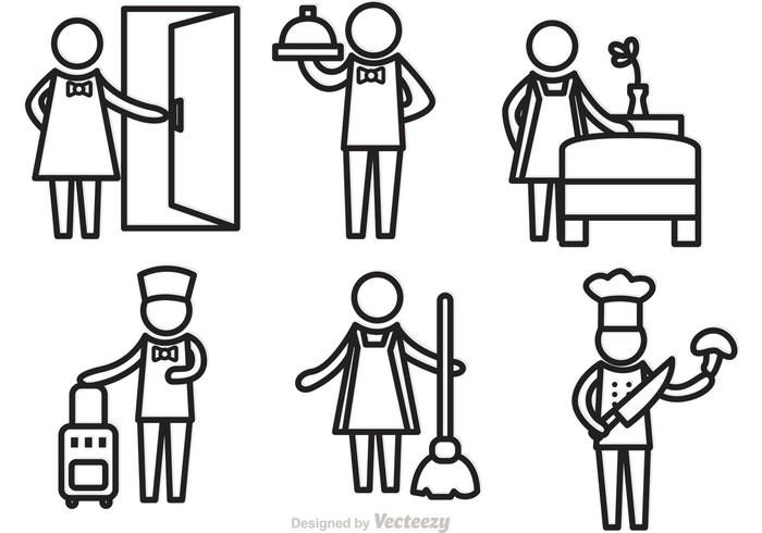 Hotel Service Outline Icons Vectors