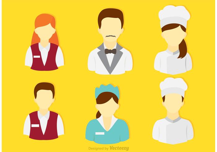 Set Of Restaurant and Hotel People Vectors