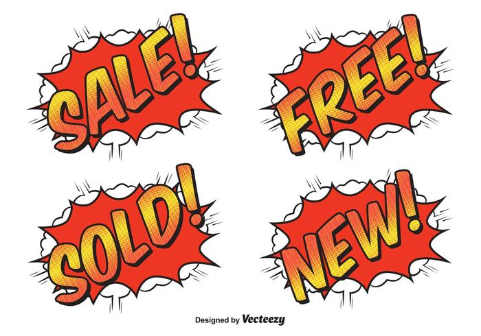 Comic Style Sale Labels Comic Style Sale Labels