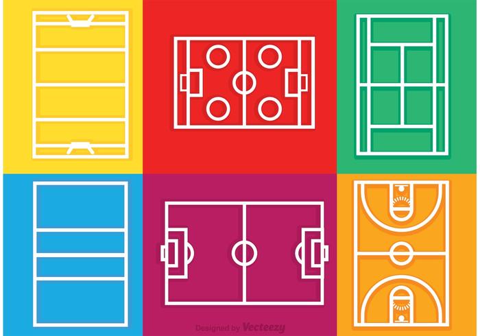 Sport Courts Outline Icons Vector Sport Courts Outline Icons Vector
