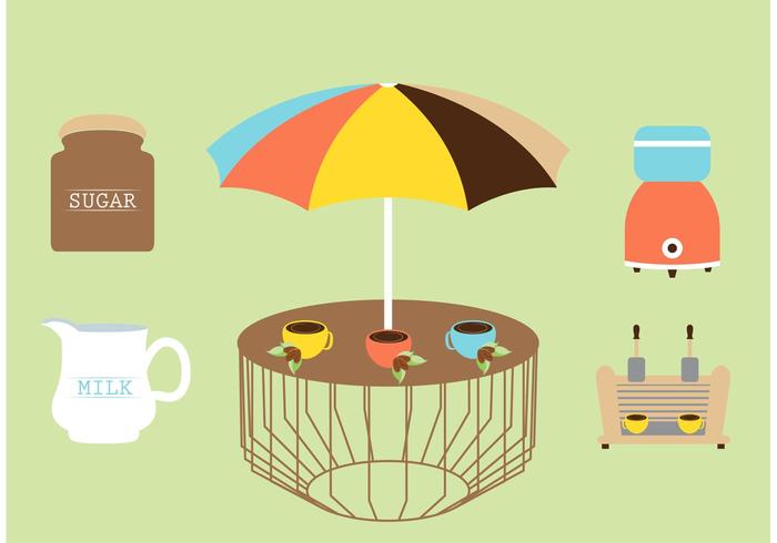 Outdoor Cafe Vector Illustration