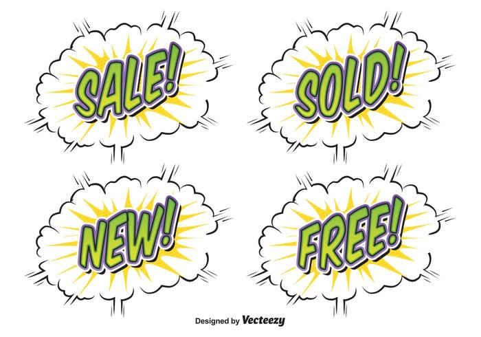 Comic Style Sale Labels vector