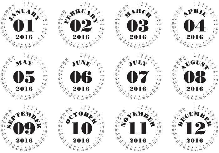 Typographic Calendar 2016 vector