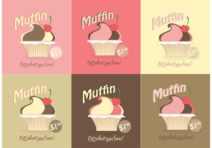 Juego de muffins gratis de vectores