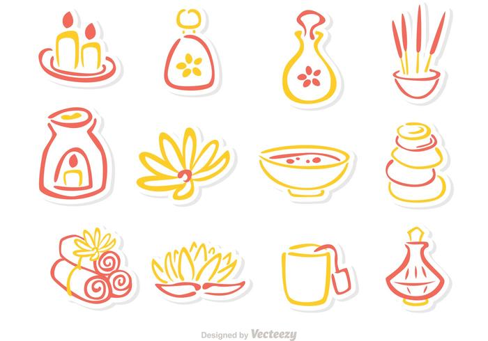 Tratamiento de belleza contorno Iconos Vector Pack