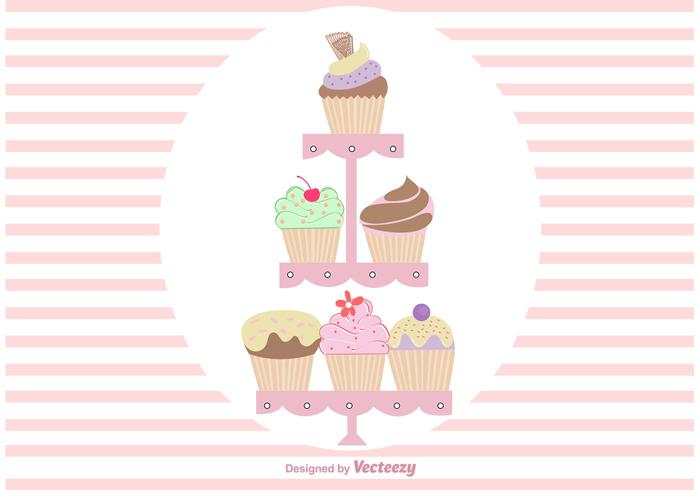 Hand Drawn Cute Cupcake Stand Vectors 