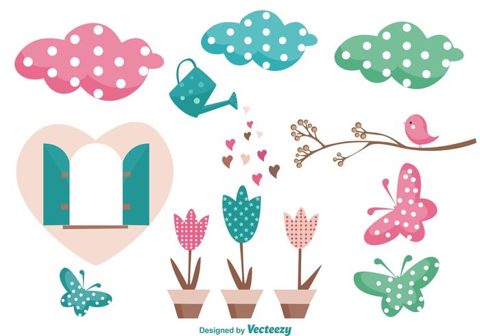 Cute Garden Vector Elements