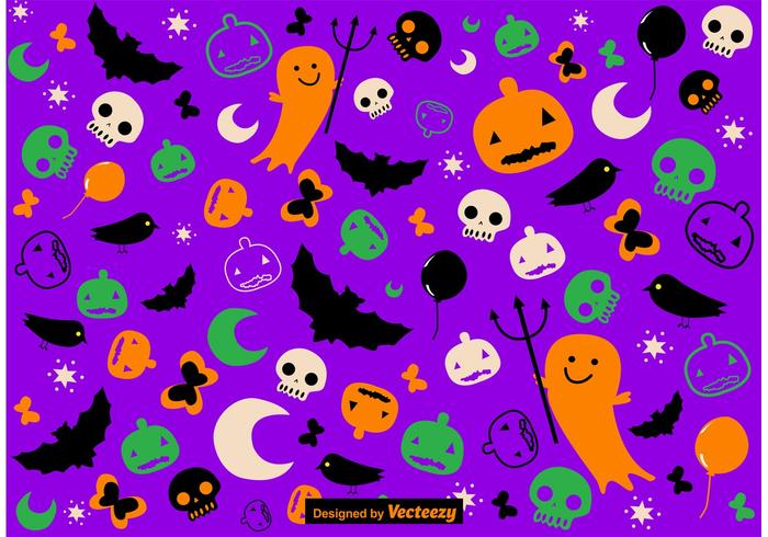 Cute dibujado a mano vector de Halloween patrón