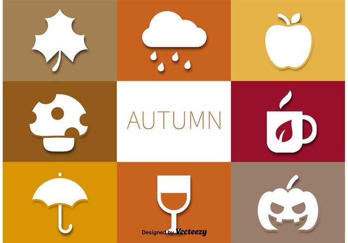 Conjunto de pictogramas de vector de otoño