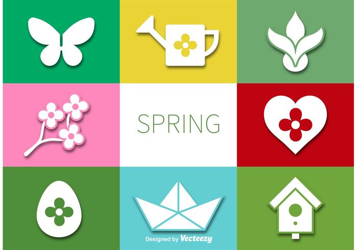 Conjunto de Iconset Plano de Primavera de Vector