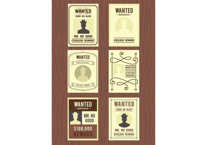Wanted Old Poster Vectors Wanted Old Poster Vectors