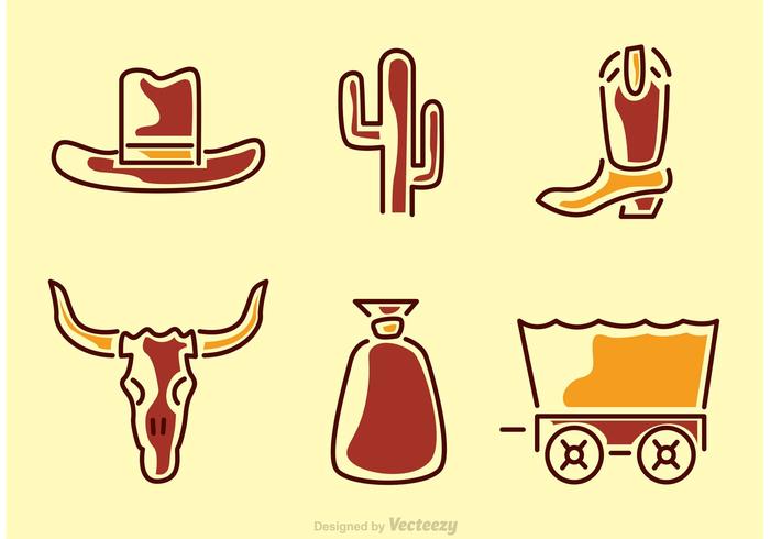 Iconos del oeste salvaje vector