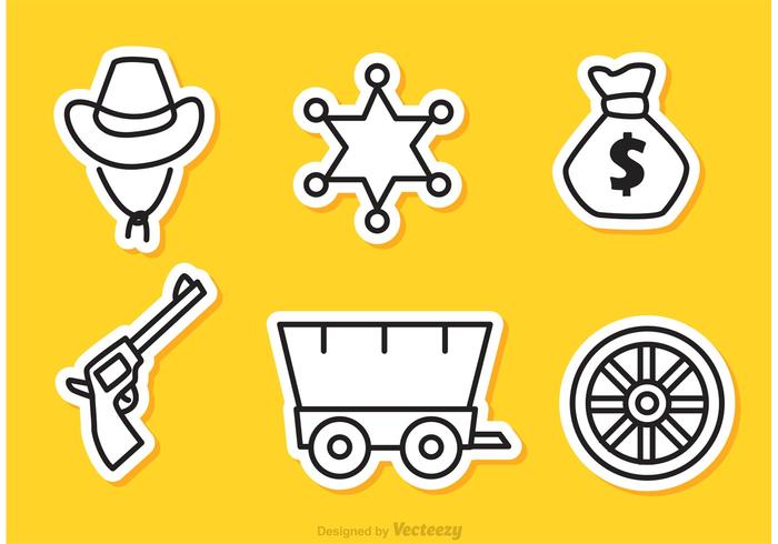 Wild West Outline Icons Vector