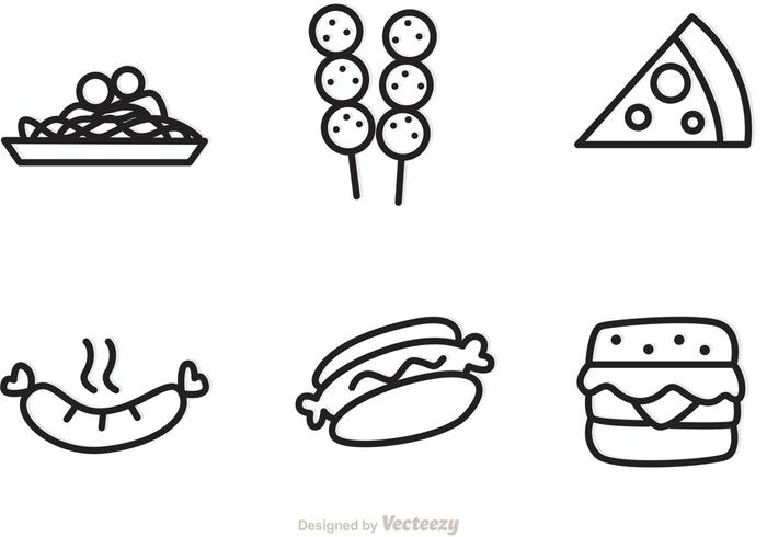 Outlined Food Icons Vectors