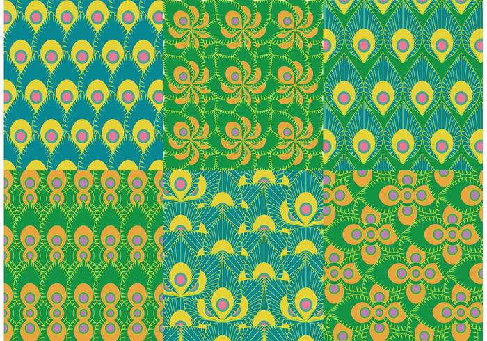 Green Peacock Pattern Vectors