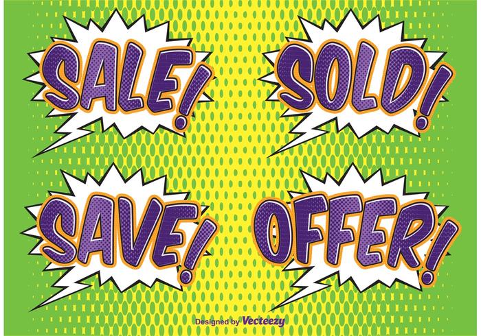 Comic Style Sale Labels vector