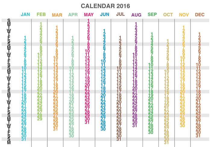 Columns Calendar 2016 Vector 