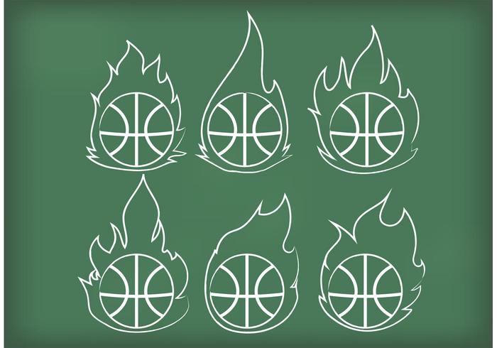 Outline Basketball on Fire Vectors