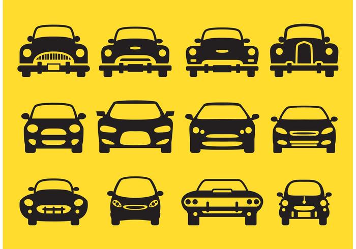 Car Silhouette Front Icons vector