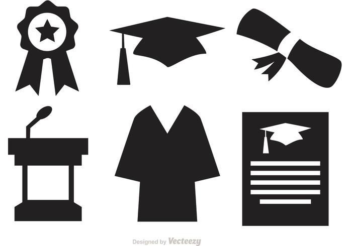 Iconos del vector de la graduación de la silueta