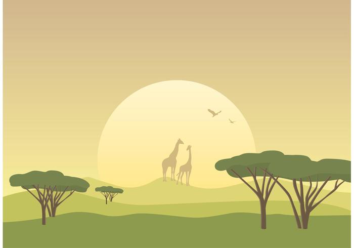 Free African Savannah Landscape Vector