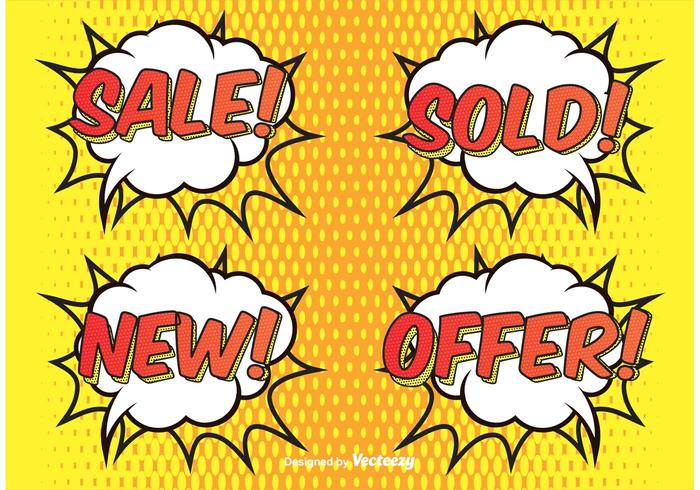 Comic Style Sale Labels vector