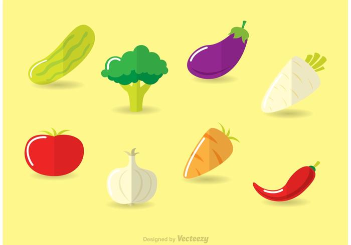 Flat Vegetable Vectors Icons