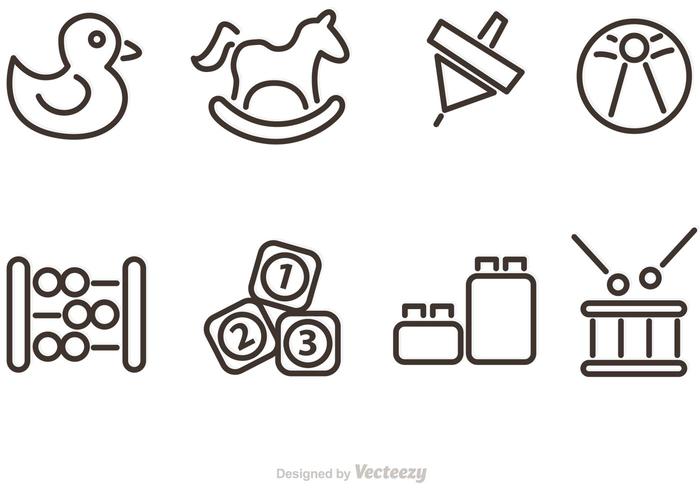 Outlined Baby Toy Vector Icons