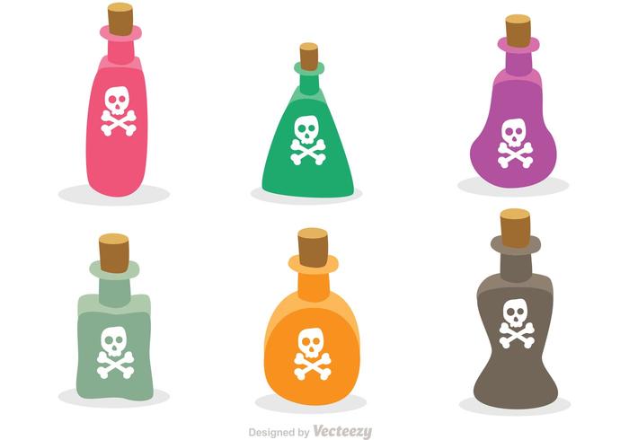 Flat Poison Bottles Vectors