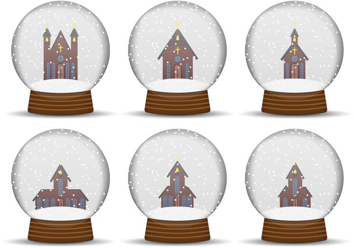 Church Snow Globe Vectors