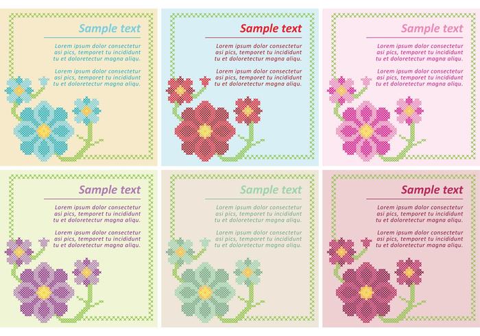 Floral Cross Stitch Vector Templates