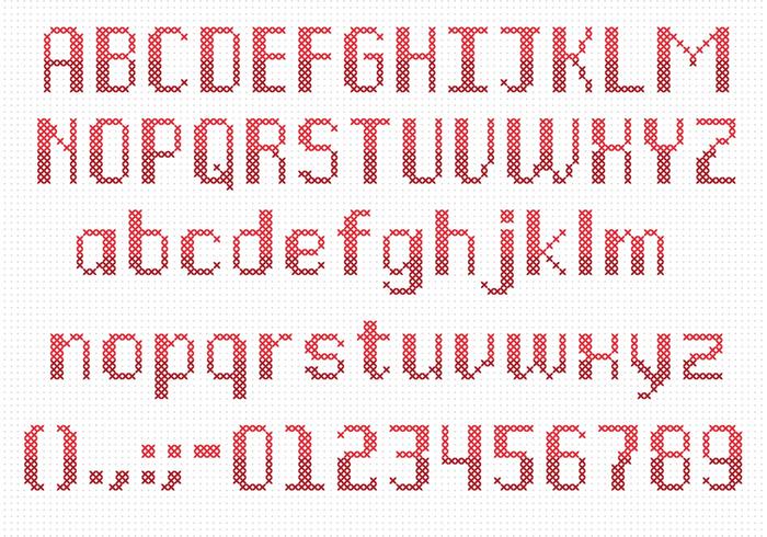 Cruz Roja Stitch Superior y Lowercase Vector Tipo