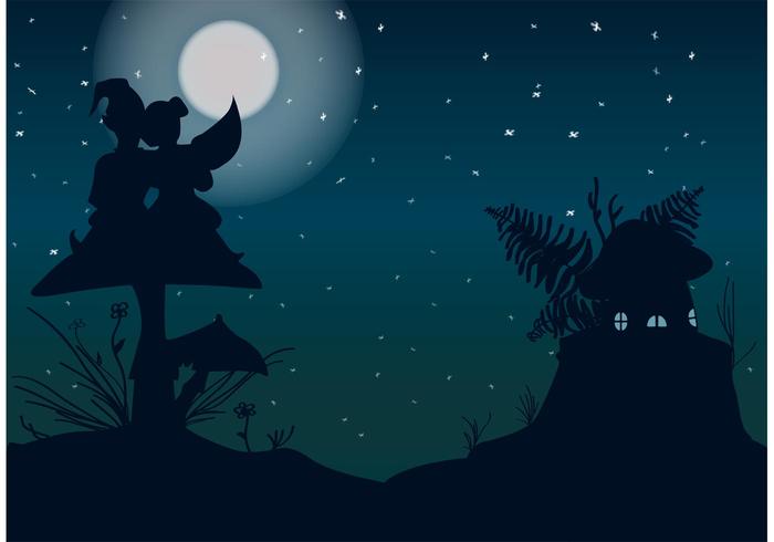 Beautiful Night with Gnomes Vector