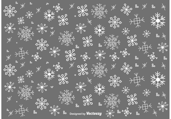 Snow Flakes Doodles conjunto de vectores