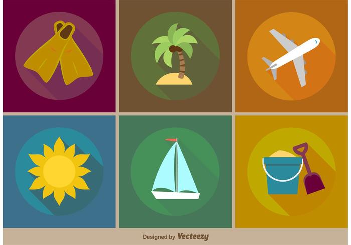 Vector Beach Vacations Flat Icons