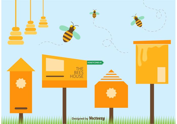 Ilustración vectorial de abeja de primavera vector