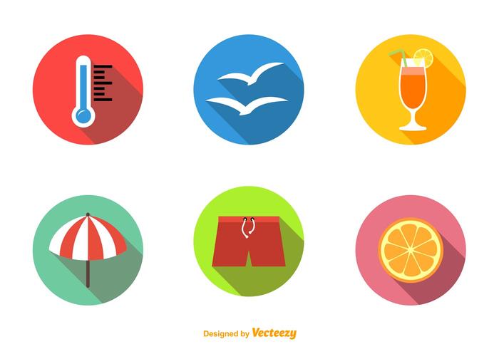 Summer Beach Flat Icons vector