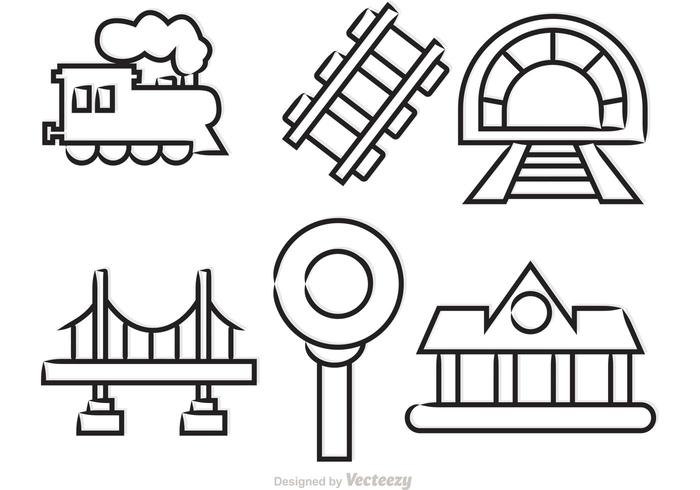 Outlined Train Vector Icons