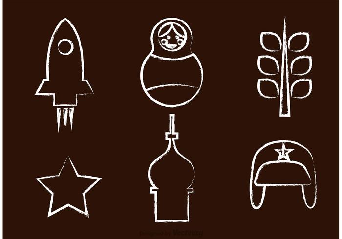 Chalk Drawn Russian Vector Icons