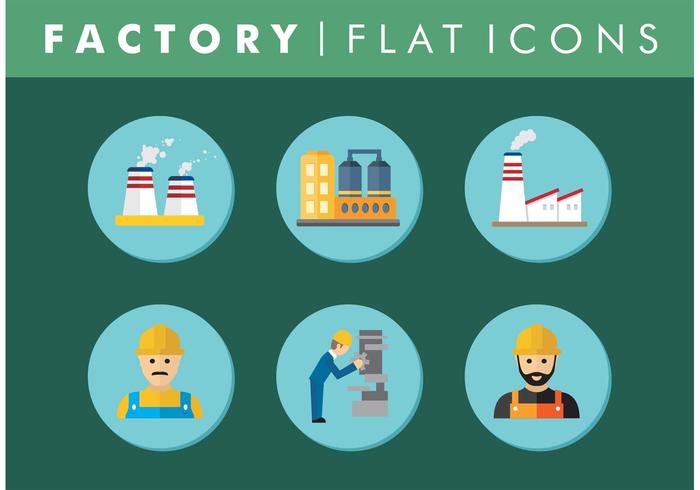 Flat Factory Icons Set Vector Free