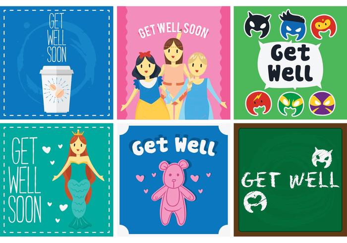 Get Well Soon Cards Vector Pack 