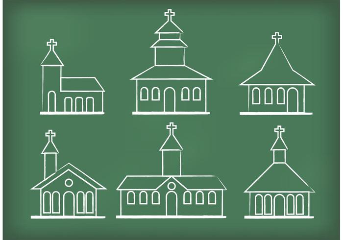 Chalk Drawn Church Vectors Chalk Drawn Church Vectors