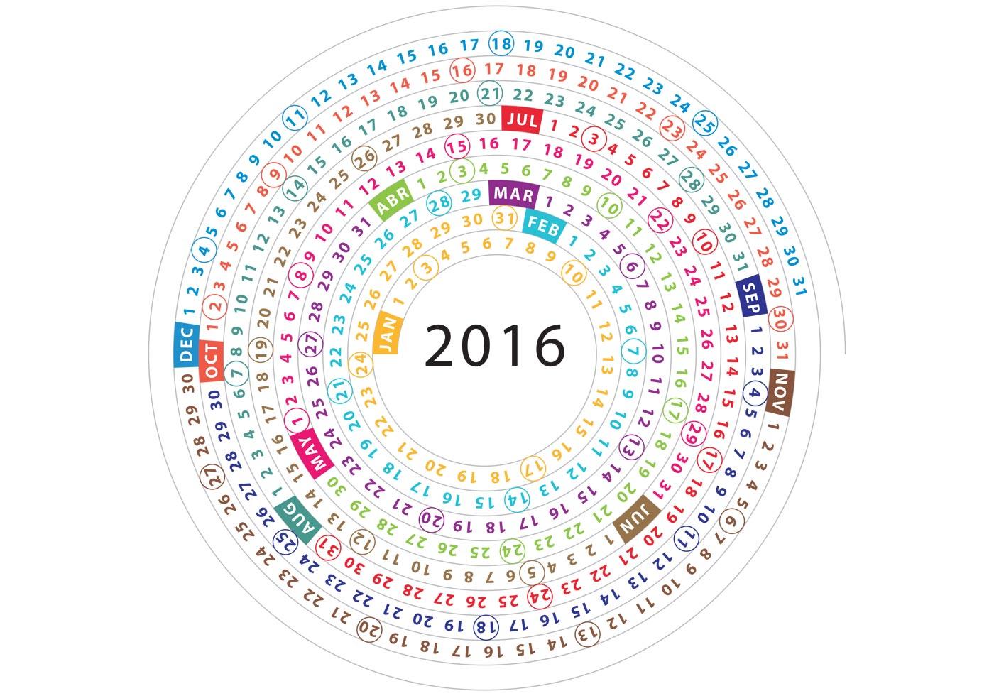 Spiral Calendar 2016 Vector 90103 Vector Art at Vecteezy