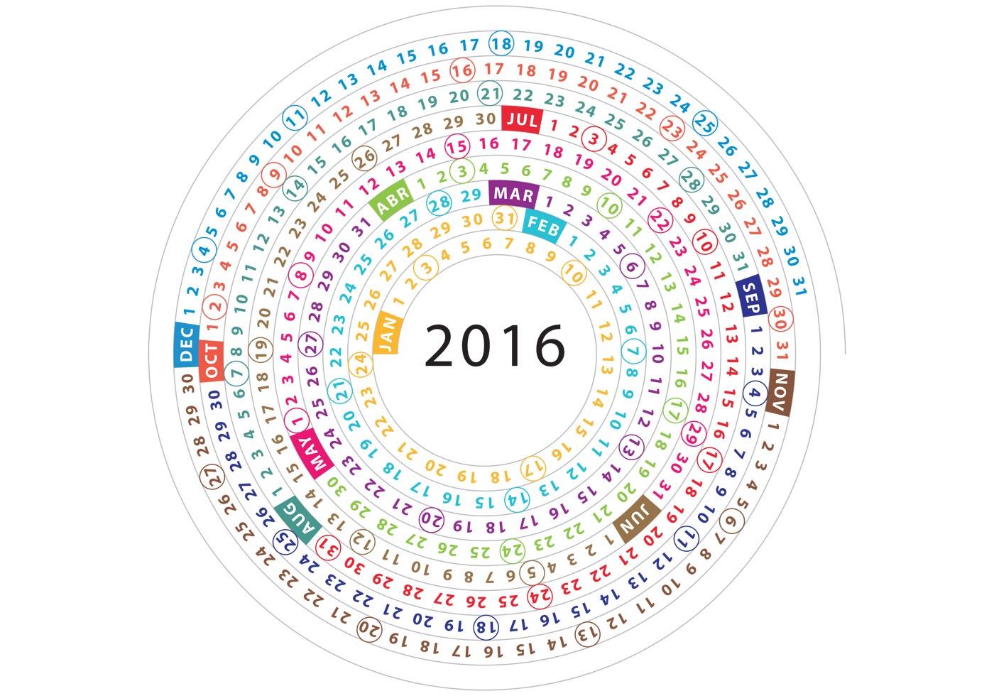 Spiral Calendar 2016 Vector 90103 Vector Art at Vecteezy