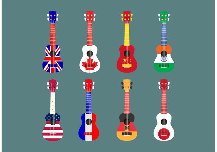 Flag Themed Ukelele Vector Set Flag Themed Ukelele Vector Set